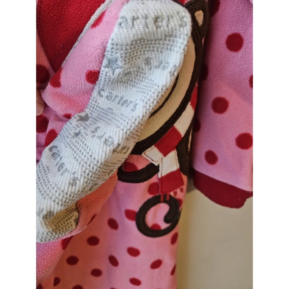 Carter's Fleece Bodysuit 2T Polka Dot Christmas‎ Monkey